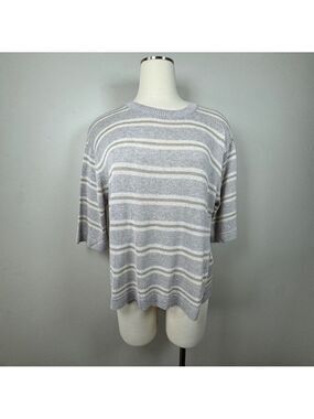 KOTN Gray and White Oversized Striped Short Sleeve Tee XS